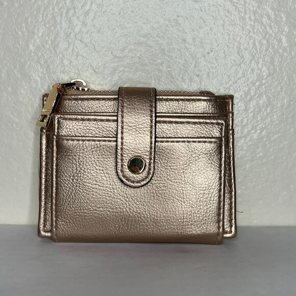 Jen & Co Sam Vegan Leather Wallet - Rose Gold Fold Out ID Card Slots Zip Close - Picture 9 of 9